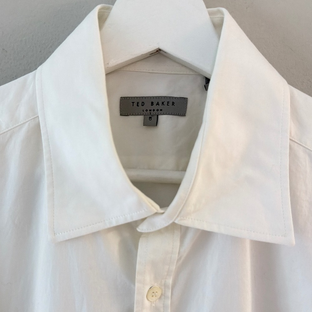Ted Baker London Mens White Cotton Button Down Classic Fit Shirt Size 5